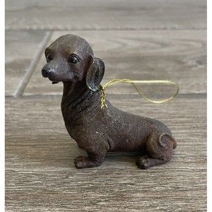 Dachshund Collectible Christmas Tree Ornament Brown Black Figurine Dog